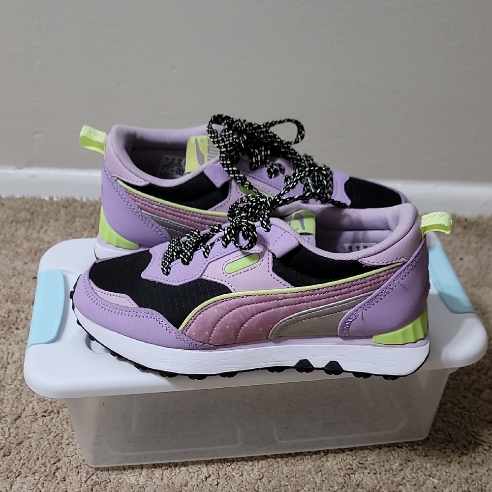 Puma Purple and Black Sneakers with Mesh Design
